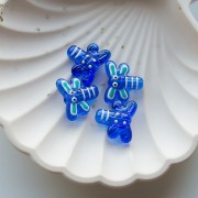 Perle libellule 19x17 mm en verre translucide - Bleu foncé x1