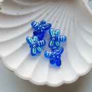 Perle libellule 19x17 mm en verre translucide - Bleu foncé x1