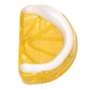 Perle tranche de citron 18x13 mm en verre - Jaune - Blanc x1