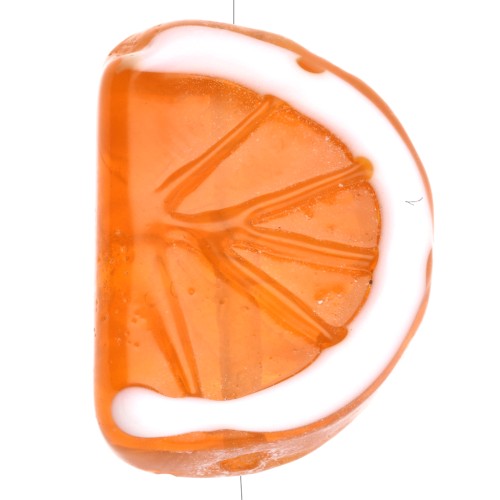 Perle tranche d'orange 18.5x13 mm en verre - Orange - Blanc x1