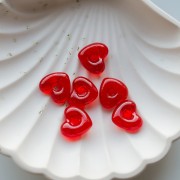 Pendentif coeur 14x15 mm en verre translucide - Rouge x1