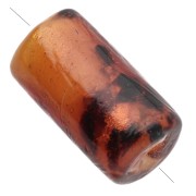 Perles tubes 16x9 mm en verre - Marbré Marron - Pailleté x4