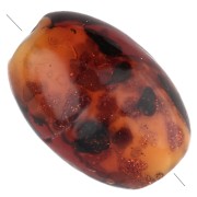Perles ovale 16x11 mm en verre - Marbré Marron - Pailleté x4