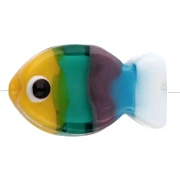 Perle poisson 20.5x12 mm en verre - Rayé - Jaune - Vert - Marron x1