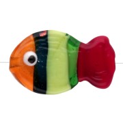 Perle poisson 21x13 mm en verre - Rayé - Orange - Vert - Rouge x1