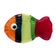 Perle poisson 21x13 mm en verre - Rayé - Orange - Vert - Rouge x1