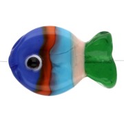 Perle poisson 19x13 mm en verre - Rayé - Bleu - Orange - Vert x1|raw }}