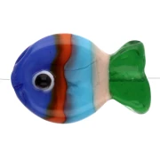 Perle poisson 19x13 mm en verre - Rayé - Bleu - Orange - Vert x1