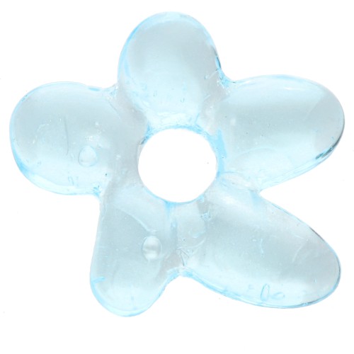 Perle fleur irrégulière 18x17 mm en verre translucide - Bleu ciel x1
