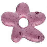 Perle fleur irrégulière 18x17 mm en verre translucide - Prune x1