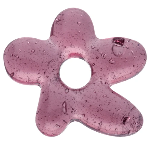Perle fleur irrégulière 18x17 mm en verre translucide - Prune x1