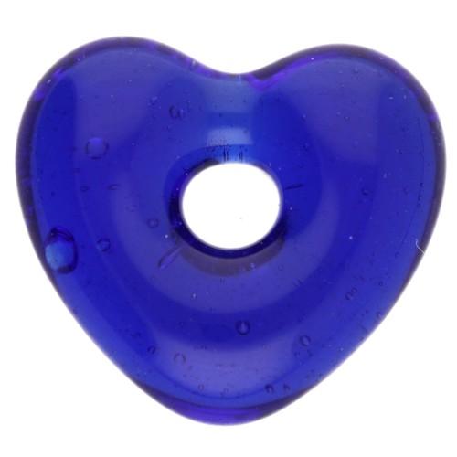 Pendentif coeur 14x15 mm en verre translucide - Bleu foncé x1
