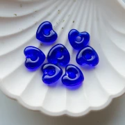 Pendentif coeur 14x15 mm en verre translucide - Bleu foncé x1