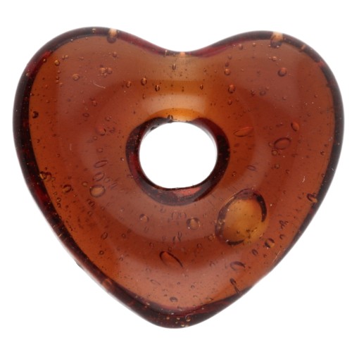 Pendentif coeur 14x15 mm en verre translucide - Marron x1