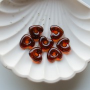 Pendentif coeur 14x15 mm en verre translucide - Marron x1