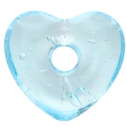 Pendentif coeur 14x15 mm en verre translucide - Bleu clair x1