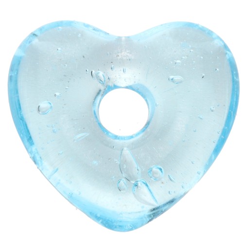 Pendentif coeur 14x15 mm en verre translucide - Bleu clair x1