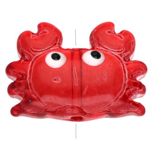 Perle crabe 15.5x21.5 mm en verre transparent - Rouge foncé x1