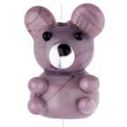 Perle ourson 19x14 mm en verre opaque - Violet marbré x1