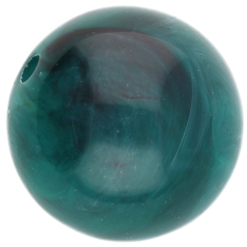 Perles rondes 15.5 mm en acrylique translucide - Bleu paon marbré x5