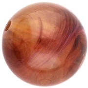 Perles rondes 15.5 mm en acrylique transparente - Auburn marbré x5