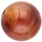 Perles rondes 15.5 mm en acrylique transparente - Auburn marbré x5