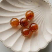 Perles rondes 15.5 mm en acrylique transparente - Auburn marbré x5