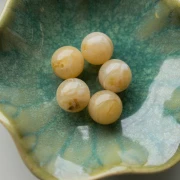 Perles rondes 15.5 mm en acrylique translucide - Beige marbré x5