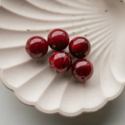 Perles rondes 15.5 mm en acrylique opaque - Bordeaux marbré x5