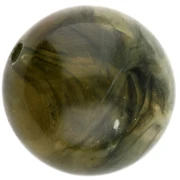 Perles rondes 15.5 mm en acrylique transparente - Olive marbré x5