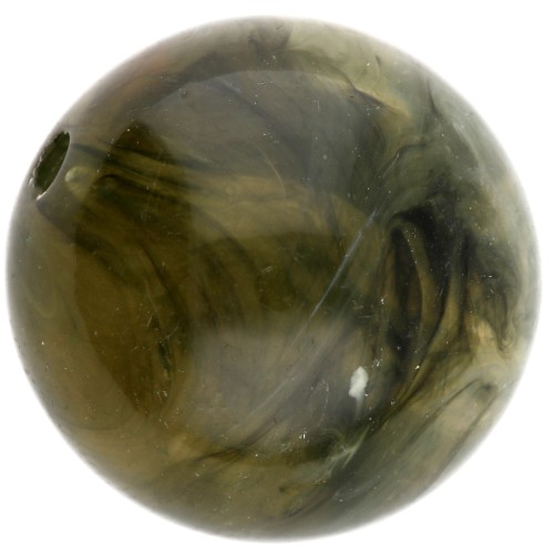 Perles rondes 15.5 mm en acrylique transparente - Olive marbré x5