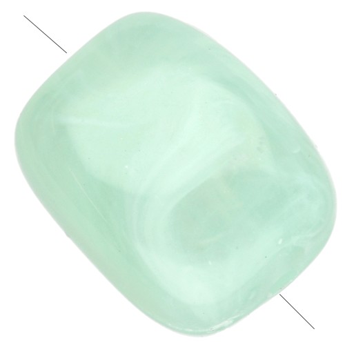 Perles rectangles arrondies 13x10.5 mm en acrylique - Vert d'eau marbré x10