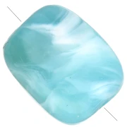 Perles rectangles arrondies 13x10.5 mm en acrylique - Turquoise marbré x10