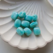 Perles rectangles arrondies 13x10.5 mm en acrylique - Turquoise marbré x10
