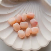 Perles rectangles arrondies 13x10.5 mm en acrylique - Nude marbré x10