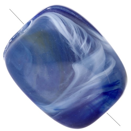 Perles rectangles arrondies 13x10.5 mm en acrylique - Bleu foncé marbré x10