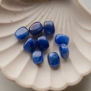 Perles rectangles arrondies 13x10.5 mm en acrylique - Bleu foncé marbré x10