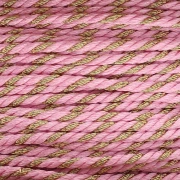 Cordon en polycoton tressé & fil métallisé 1.3 mm - Rose - Doré x20m