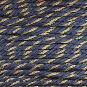 Cordon en polycoton tressé & fil métallisé 1.3 mm - Bleu foncé - Doré x20m