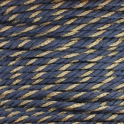 Cordon en polycoton tressé & fil métallisé 1.3 mm - Bleu foncé - Doré x20m