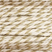 Cordon en polycoton tressé & fil métallisé 1.3 mm - Blanc - Doré x20m