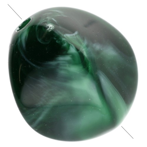 Perles irrégulières 15x14 mm en acrylique - Vert foncé marbré x10