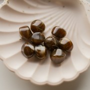 Perles irrégulières 15x14 mm en acrylique - Marron foncé marbré x10