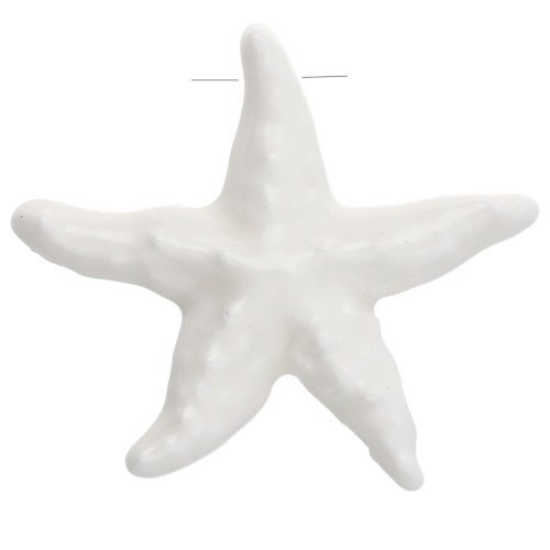 Pendentif étoile de mer 39x41 mm en céramique - Blanc x1