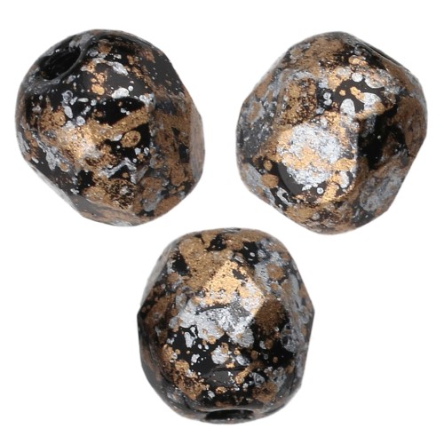 Facettes 4 mm - Jet Tweedy Gold x50