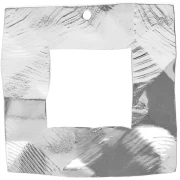 Pendentif carré irrégulier martelé strié 26 mm - Placage Argent fin x1