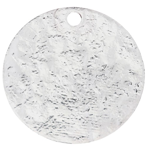 Sequin rond 15.5 mm effet martelé - Placage Argent fin x1