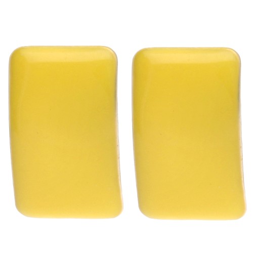 Clous d'oreilles rectangle 13x20 mm résine époxy - Acier Doré - Jaune x2