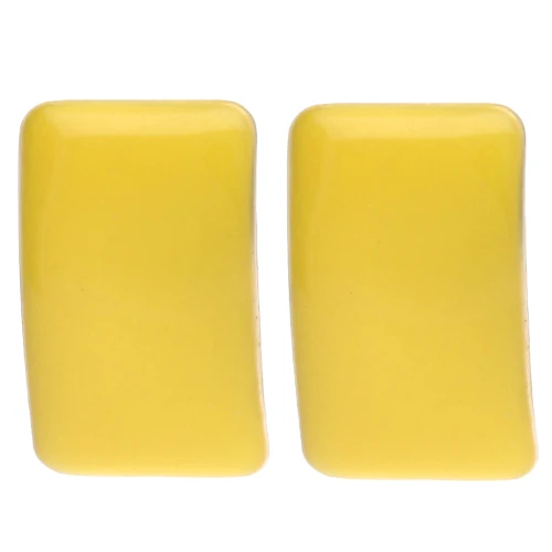 Clous d'oreilles rectangle 13x20 mm résine époxy - Acier Doré - Jaune x2