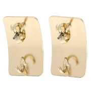 Clous d'oreilles rectangle 13x20 mm résine époxy - Acier Doré - Jaune x2